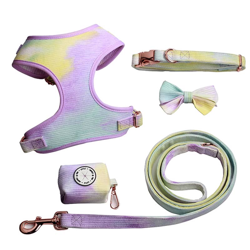 Adjustable dog harness and leash set